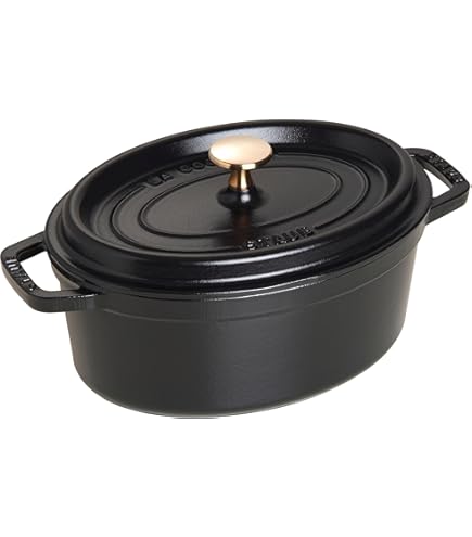 STAUB Cast Iron Roaster/Cocotte, Round, 22 cm, 2.6 L, Black