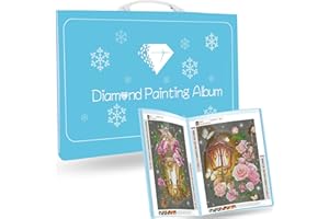 Bellatoi Diamond Painting Album, Affichage Livre pour Peinture Diamant avec Poignée, Livre de Rangement pour Protéger les Peintures Diamant(livre bleu A3 30 pages, accommoder 60 feuilles)