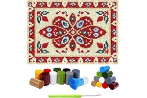 LDFHOIN Teppichherstellung Tapisserie Knüpfteppich Knüpfpackung Latch Hook Kit, Teppich Zum Selber Knüpfen Knüpf Sets Kreuzstich Set Knüpfen Set Handwerk Geschenke (60x90cm Blumenmuster)
