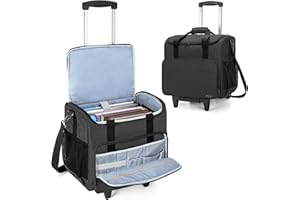 Trunab Rolling Teacher Bag, Teacher Tote Bag with Bottom Pad and Detachable Trolley, Wheeled Teacher Bag with Padded Sleeves Holds up to 15.6” Laptop