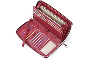 GAEKEAO Portafoglio Donna Grande, Pelle con Blocco RFID Portafogli Donna, Portamonete con Chiusura a Cerniera, Borsellino Donna Idee Regalo