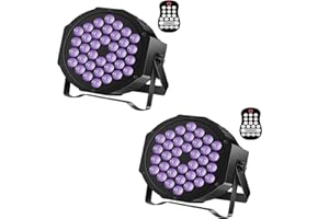 PUZILOZA 2er Akku Schwarzlicht für Glow-Partys, Wiederaufladbarer batterie 36 LED UV schwarze Lichter mit DMX und musikaktivierte Steuerung kabellos LED-UV-Partylicht für DJ Disco Bar Halloween