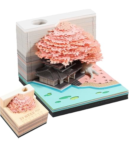 3D-kalender, 2026, 3D-afscheurblok, tafelkalender, notitieblok met licht, 3D memoblok, papieren kasteel, kunst, creatieve papiersculptuur, cadeau, tafeldecoratie