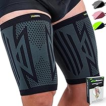 Feel Recovery 2 Fascia Elastica per Coscia per Uomo e Donne - Cosciera Sportiva Compressiva per Gamba - Supporto Coscia per Contrattura Muscolare - Traspiranti e Antiscivolo (XL, Nero