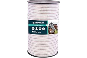 TRESSELEC - Ruban ZZ 12,5mm - Clôture électrique pour animaux (vache, chèvre, mouton, cheval) - Bobine de 400m - 5 fils inox diamètre 0,20mm et 2 fils cuivre diamètre 0,30mm