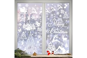 LLNRC Fensterbilder Weihnachten,Fensterbilder Weihnachten Selbstklebend Weihnachtsdeko,Schneeflocken Fensterdeko Aufkleber für Türen,Schaufenster,Deko,Wiederverwendbar Weihnachten Schneeflocken Fenster