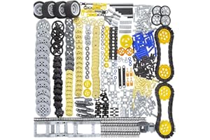 TEESE 847pcs Technic Parts Compatible with Lego - Gears, Axles, Pins, Wheels, Absorbers, Differential Tires, Tracks for Technic Projects (Random Color)