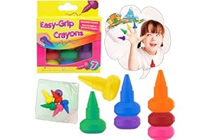 HOVUK 7Pcs Kids Crayons - Non-Toxic, Super Washable, Easy-Grip, Unbreakable Wax Crayons, Assorted Colours for Toddlers, Schools & Art, Eco-Friendly, 4.5cm Premium Colours