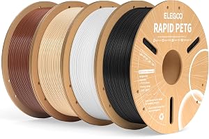 ELEGOO Snabb PETG-filament 1,75 mm bunt 4 kg, hög hastighet upp till 600 mm/s 3D-skrivarfilamentnoggrannhet +/- 0,02 mm, 1 kg