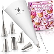 Lot 3 Poches à Douille Réutilisables Coton + 8 Buses Inox - Tailles 40/35/30 Cm, Idéal Pour Décoration Gâteaux, Pâtisserie Maison