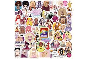 YEESACG Paquete de 50 pegatinas RuPaul's Drag Race | Classic Funny Estética Americana Real Persona Talent Show Versátil Vinilo Impermeable para Ordenador Portátil iPhone Botellas de Agua Hydro Flask Bumper
