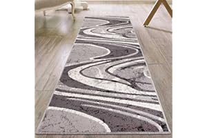 Mazovia Alfombra de Pasillo Larga - Design Geométrico - Moderno Pelo Corto - Alfombras de Pasillo por Metros - Alfombras para Pasillos Largos - Moqueta por Metros - Ancho 70 cm - Gris 70x200 cm