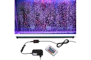 GOESWELL Aquarium Lampe - RGB Aquarium Led Beleuchtung mit Bubble - Aquarium Licht Led mit Fernbedienung, Timer und Integrierter Blasenfunktion - IP68 Wasserdicht für Fisch Tanks (52 cm)