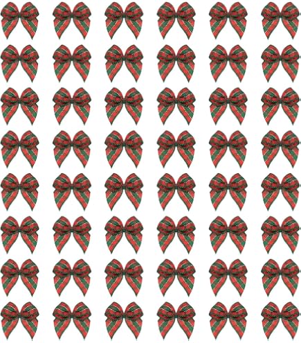 100 Pièces Mini Nœuds Ruban Vichy Rouge Et Vert - Lot De Rubans Décoratifs, Marque Uxcell