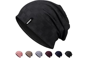 HAMUNI Slouch Beanie Mütze für Herren Damen, Dünne und Leichte Jacquard Jersey Beanies Chemo Kopfbedeckung Mützen Laufmütze Mütze Slouchy Baggy Beanie Unisex Flexible Klassische Winter Sommer Hüte