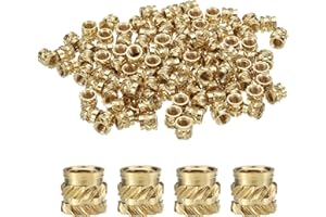 QUARKZMAN Wkładka gwintowana M4 mosiężna wkładka termoosadzona M4 x 5,5 mm, nakrętki radełkowane OD 6 mm, mosiężne nakrętki gwintowane żeńskie, druk 3D