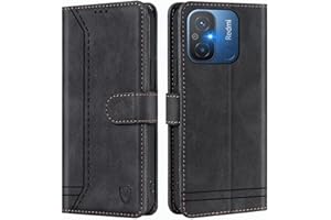 GoodcAcy Funda para Xiaomi Redmi 12C, Carcasa Libro con Tapa de Cuero Piel Wallet Case Flip Cover con Kickstand, Hebilla Magnetica, Ranuras para Tarjetas para Xiaomi Redmi 11A,Negro