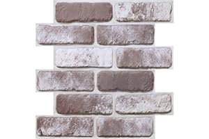 Commomy 10 Pezzi Mattoni Adesivi Murali 3D Pannelli Da Parete 3D Finto Mattone, 30 X 30 cm, Pannelli Adesivi per Pareti 3D Mattoni Finti PVC Autoadesivi Pannelli Decorativi Per Pareti Interne