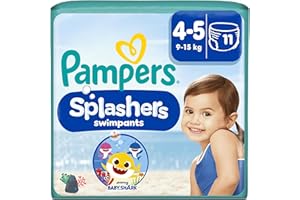 Pampers Splashers, Taille 4-5, 11 Couches-Culottes de Bain Jetables, 9-15kg, Le Confort D'un Maillot De Bain Et La Protection Pampers Optimale dans l'Eau, Edition Limitée Baby Shark
