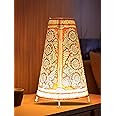 SHILP KATHA Handicraft Leather Lamps for Home Decoration — Handmade Decorative Side Table Desk Lamp for Bedroom | Designer Lamp Shade for Living Room Home Decor | Vibrant Flowers - (9 inch)