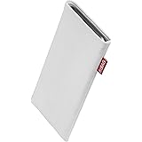 fitBAG Rock Weiß Handytasche für Apple iPhone 12 / iPhone 12 Pro/iPhone 13 / iPhone 13 Pro Tasche aus Textil-Stoff mit Microf