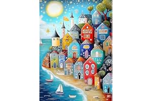 CEOVR Colorful House Diamond Painting Kits Adults,DIY Diamond Art Kits Adults,30x40cm,5D Gem Art Craft Set,Abstract Landscape