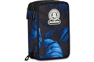 Invicta Astuccio Scuola 3 Zip Fantasy, Blu, Portapenne Triplo Scomparto Completo Di Penne, Matite, Colori, Accessori Zaino, Scuola Elementare, Bambina