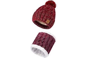 4sold Herren Damen Wurm Winter Style Beanie Strickmütze Mütze und Schal mit Fellbommel Bommelmütze Hat Gestrickte Pudelmütze Plain Ski Pom Wooly with Full Cosy Fleece-Futter (Black)