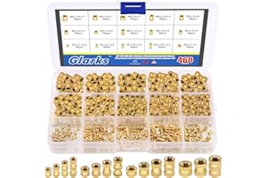 Glarks 460 piezas M2 M3 M4 M5 rosca hembra de latón moleteado insertos insertos Kit surtido para proyectos de impresión 3D