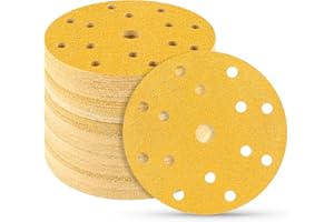 STEBRUAM 50 pezzi Dischi Abrasivi 150mm,60 Grana 15 fori set Fori Rotondi Carta Vetro 150 mm per Orbitale Levigatrice Giraffa per Legno,Metallo