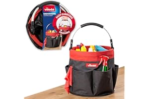 Vileda Cleaning Caddy - Borsa per le pulizie pieghevole con manico e 6 scomparti - Organizer per spugne, spazzole, panni e detergenti - Impermeabile, antistrappo, igienica, portatile e salvaspazio