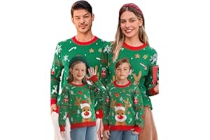Saodimallsu Ugly Christmas Suéteres Hombre Jersey Navideños Familia Mujer Niños Unisex Suéter De Navidad Invierno Patrón De Reno