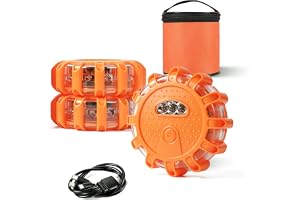 Yuanjoy 3 stycken uppladdningsbara varningslampor, LED gator ficklampa säkerhet blinkande, med magnetisk bas och krok, 9 ljus