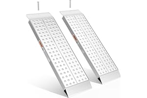 FACHNUO TOOL Rampe Aluminium Renforcée 100x30 cm | Rampe de Chargement, Capacité 680 kg, Antidérapante pour Abris/Tondeuses | pour Souffleuses à Neige, Motos, Dirt Bikes & Quads | Lot de 2, Argenté