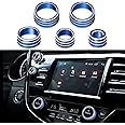 TOMALL 5pcs Aluminum Centre Console Cover Compatible with Toyota Camry 2018 2019 2020 AC Air Conditioning Knob Button Cover Sound Volume Audio Cap Function Rear Mirror Knob Switch Cover Trim (Blue)