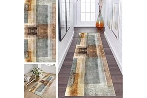 ‎ZDYHMRJ ZDYHMrj Teppich Läufer Flur Grün Braun rutschfest 60x120cm Korridor Teppichläufer Waschbar Modern Schlafzimmer Wohnzimmer Läufer Teppich Breite 40-120cm