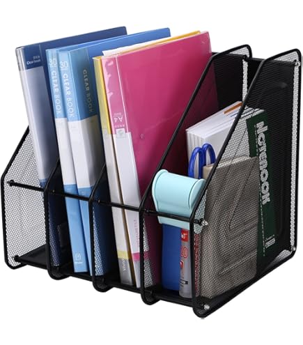 IBLUELOVER 3 Compartiments Porte-revues Support Organiseur De Bureau Papier A4 Dossier CD