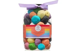 Mallow Tree Assorted Fruit Flavoured (Strawberry, Apple, Banana, Peach, Mixed Forest Berries and Vanilla) Multicoloured Marshmallow Balls in a Gift Jar, 600 g