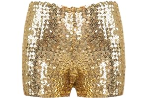 Runhomal Kinder Pailletten Glitzer Shorts Tanzshorts Glänzende Hotpants Kurze Hose Jogginghose Jungen Mädchen Sport Yoga Shorts Tanz Kostüm Clubwear