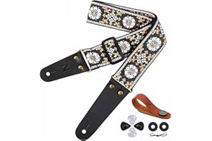 Nefelibata Tracolla per chitarra, cinghie per chitarra con estremità in pelle, bottone della cinghia, serrature della cinghia e plettri per chitarra