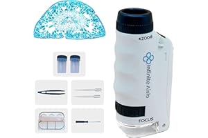 Infinite Aisle 60X-120X Taschenmikroskop – Tragbares Handmikroskop mit LED, Ideal für Kinder & Erwachsene – Perfekt für Wissenschaft, Bildung & Mikrobiologische Beobachtungen