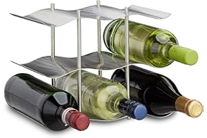 ‎RELAXDAYS Relaxdays Regał na wino ze stali nierdzewnej na 9 butelek, nowoczesny metalowy design, regał na butelki stojący, wys. x szer. 22 x 27 x 16,5 cm, srebrny