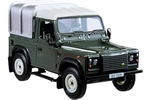 Britains Tomy Véhicule de Collection, Land Rover Defender 90 pour Adultes 42732, Véhicule Agricole avec Toit Amovible, Pick-up, Modèle à l'Echelle 1/32, Réplique Adaptée aux Enfants de 3 Ans+, Vert