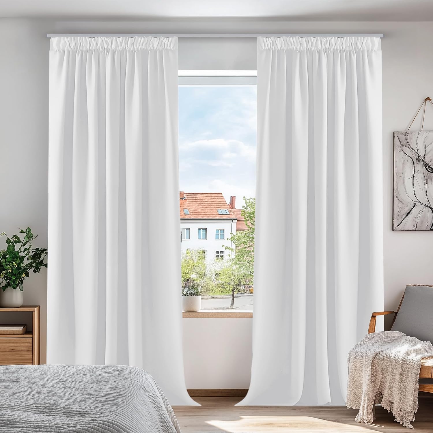 Deconovo Cortina Opaca de Salón Moderna Aislante Luz Dormitorio Juvenvil con Bolsillos 1 Par 140 x 245 cm Gris Perla