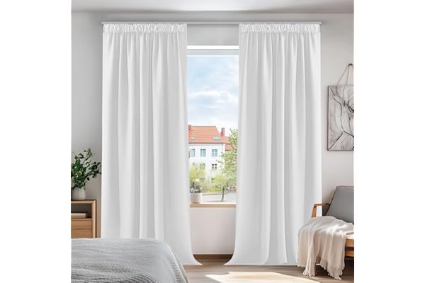 Deconovo Cortinas Navideñas Dormitorio Modernas Opacas Salon Habitacion Suave para Ventanas de Juvenil con Bolsillos 140 x 200 cm Gris Perla
