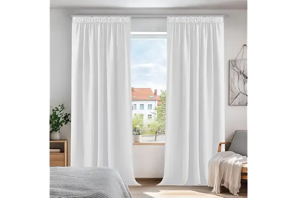 Deconovo Cortinas Navideñas Dormitorio Modernas Opacas Salon Habitacion Suave para Ventanas de Juvenil con Bolsillos 140 x 200 cm Gris Perla
