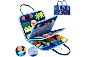 AZMKOO Giochi Montessori Busy Board, Giochi Bambini Quiet Book Pannello Sensoriale Giochi Educativi Montessori per 1 2 3 4 Anni, Regalo Bambino Bambina