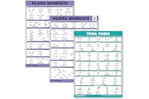 ‎PALACE LEARNING Pilates-Workout-Poster Band 1 & 2 + Yoga-Posen – Pilates-Matte Arbeitsübungen – Fitness-Diagramm-Set (18 x 24, laminiert) 3er-Pack