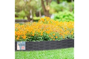 arvioo Rasenkante 20m 20 STK, Abgrenzen den Rasen von Beeten, Beeteinfassung mit Dornen, Formbar, UV-Beständig, Werkzeugelose Schneller Einbau, Beetumrandung Ratten Gartenpalisade (Anthrazit)