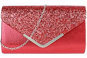 MEGAUK Damen Clutch Glitzer Elegant Abendtasche Glänzend Handtasche Envelope Tasche Strass Unterarmtasche mit Kette für Hochzeit Wedding Prom Party